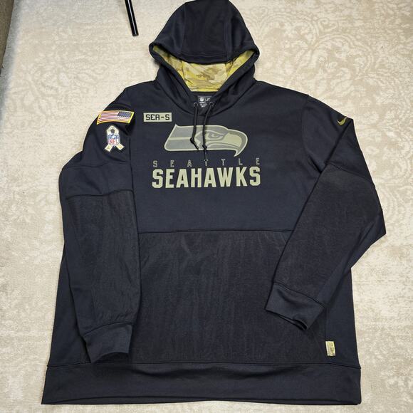 Seattle Seahawks NFL Salute To Service Nike Onfield Military Hoodie Men's XXL - Picture 1 of 9